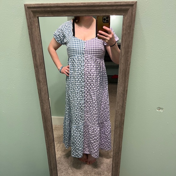 URBAN OUTFITTERS Gingham Plaid Bohemian Daisy Street Milkmaid Midi Dress SIZE L - Picture 16 of 16